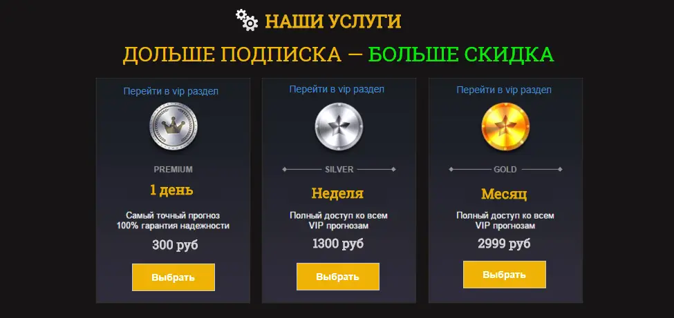 Цена подписки сайта Bossbet.ru 